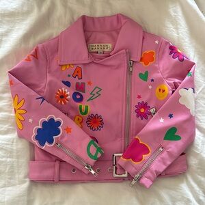 Pink Graphic Girl’s Faux Leather Jacket